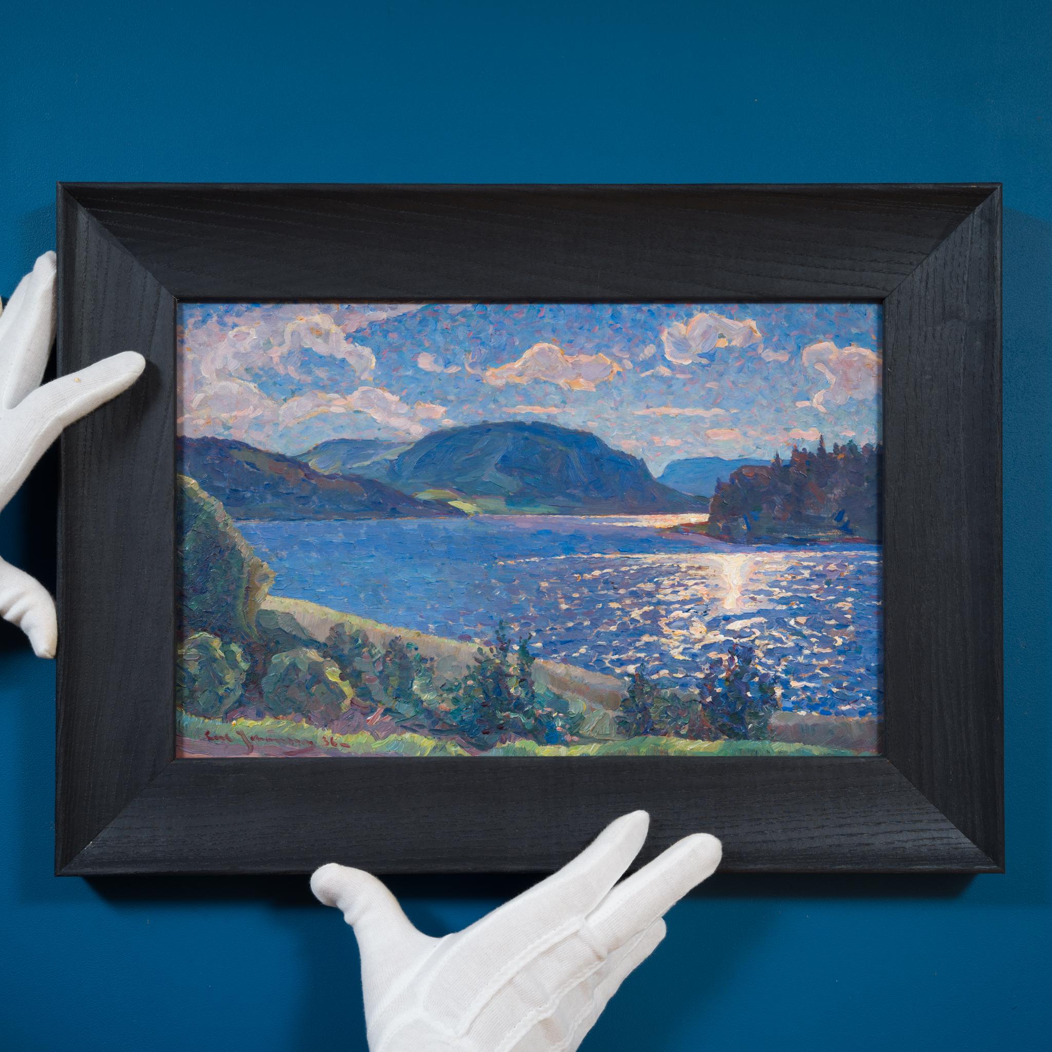 Luz vespertina sobre un lago de montaña - Painting Impresionista de Carl Johansson 
