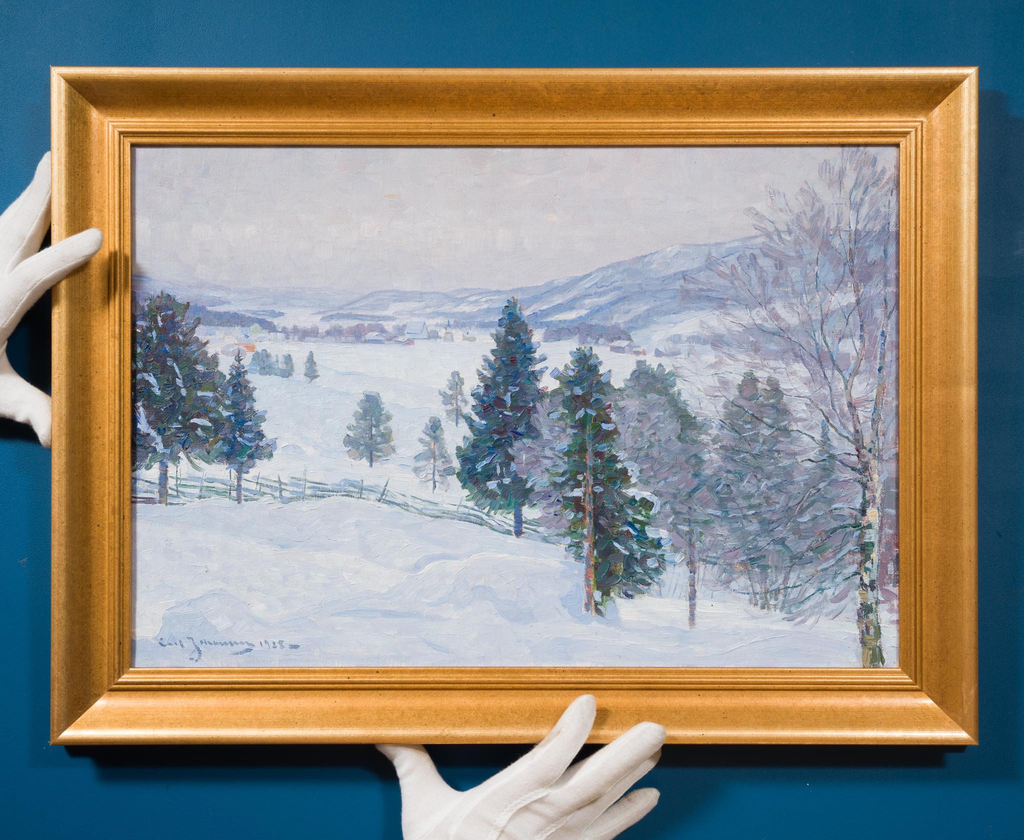 Impressionist Winter Landscape from 1928 - Painting di Carl Johansson 