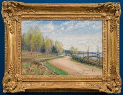 Antique Impressionistic Summer Landscape with Road Painted 1889