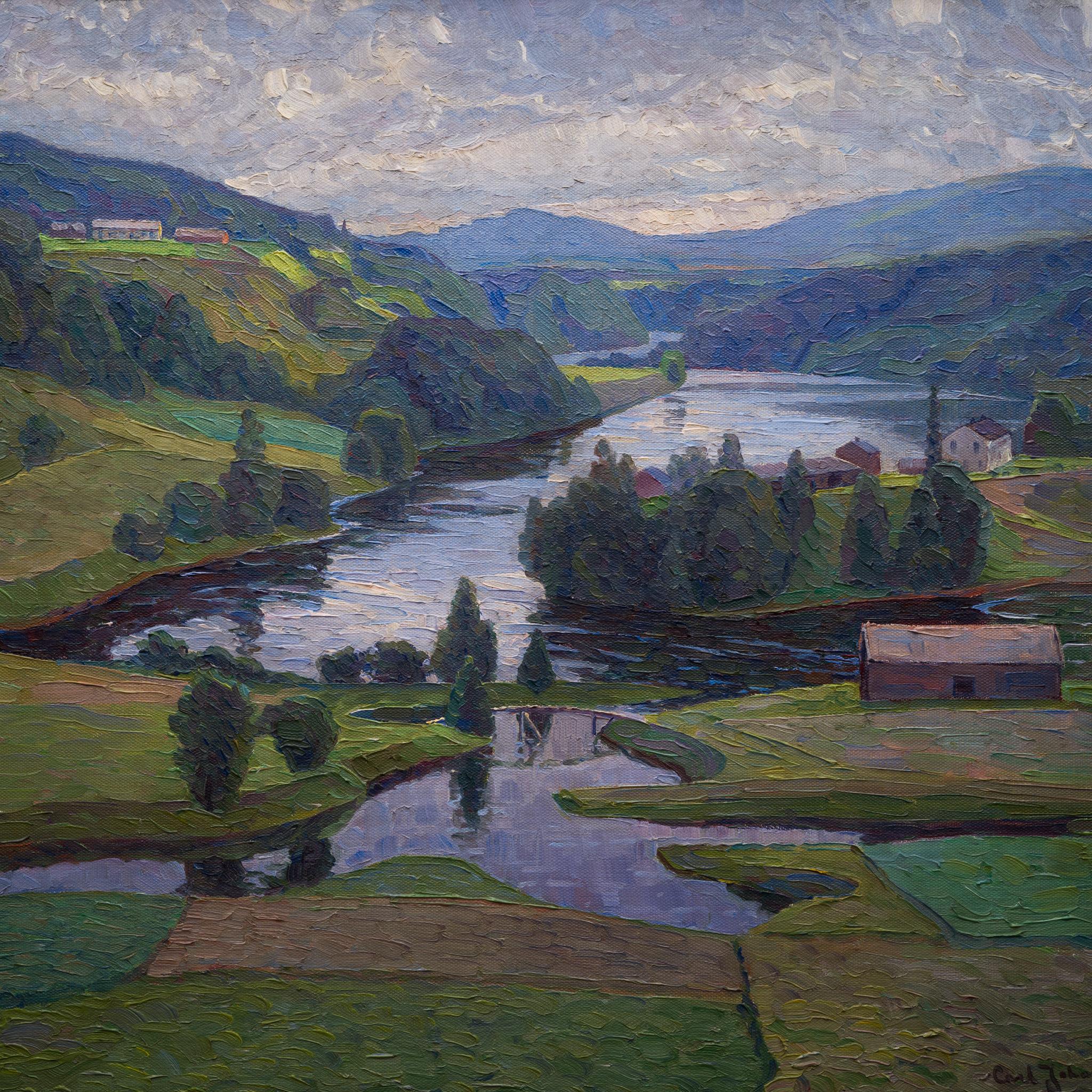 Impressionistische schwedische Landschaftsansicht, Nordingrå, 1915 im Angebot 1