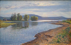 Lake View Landscape by Carl Johansson, Painted 1904, Oil on Panel, Signed