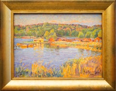 Landscape View With Water Reflections by Swedish Artist Carl Johansson, 1940