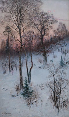 Magnificent Winter Landscape From Björksättra, 1887 By The Artist Carl Johansson