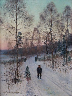 Ölgemälde mit dem Titel Winter Walk Stockholm, 1886 (Vinterpromenaden, 1886)