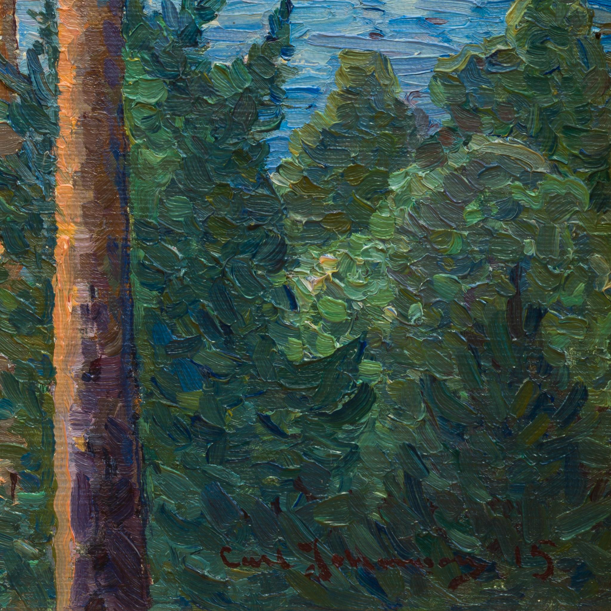 Carl Johansson (1863-1944) Schweden

Vangforsen, Ramsele, 1915

Öl auf Leinwand
signiert und datiert Carl Johansson 15
ungerahmt: 50 x 65,5 cm (19 5/8 x 25 3/4 in)
gerahmt: 68 x 83 cm (26 3/4 x 32 5/8 Zoll)

Aufsatz:
Das 1915 von Carl August