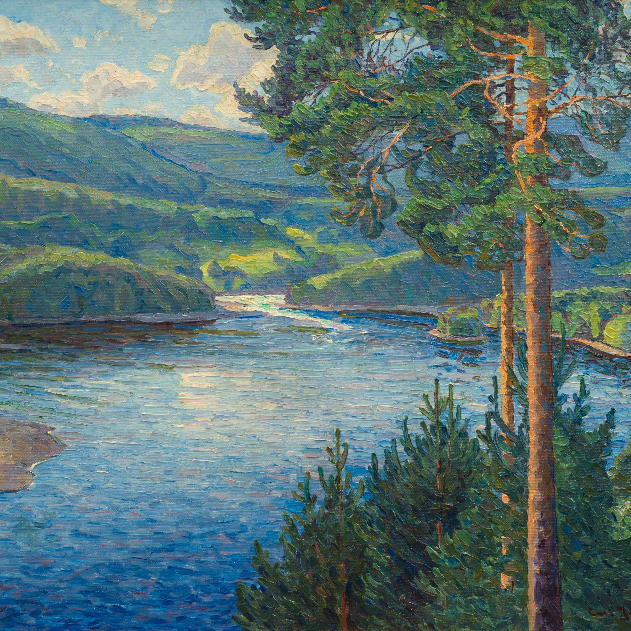 Vangforsen, Ramsele - Nordlicht auf dem Faxälven, 1915 im Angebot 1
