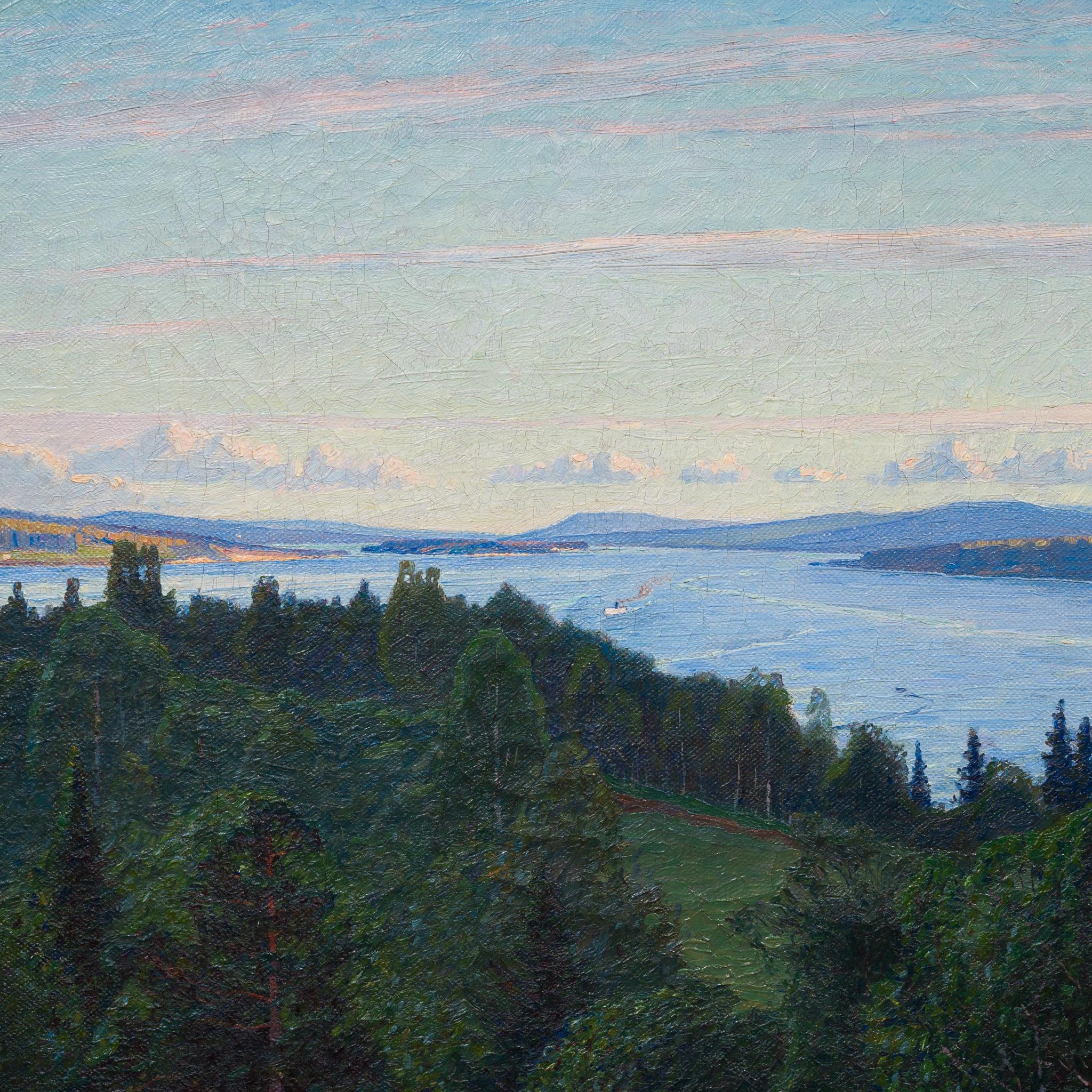 View Over a Forest and Open Water by Impressionist Painter Carl Johansson 1