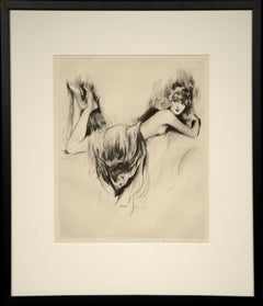 "Greta Garbo, " Carl Joseph Bauer, etching, Art Deco, Hollywood, ca 1920-30