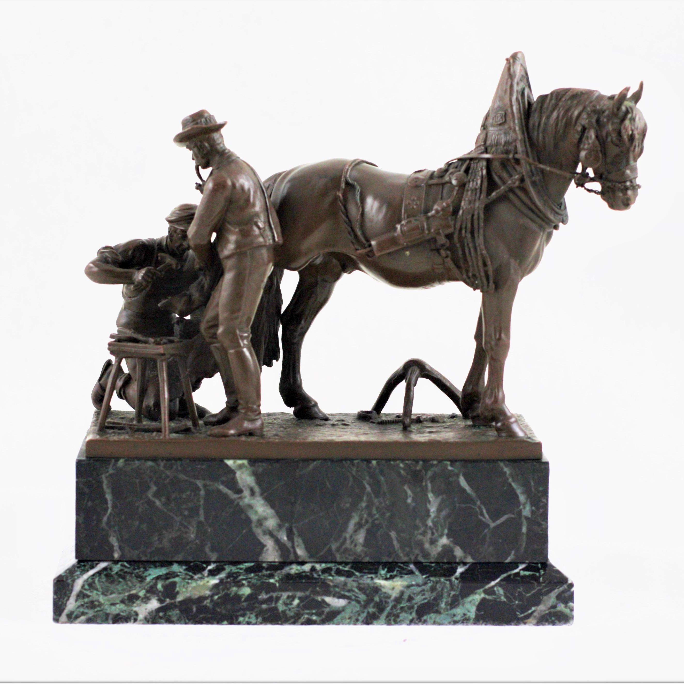 Austrian Carl Kauba '1870-1930' Bronze Two Farriers and Horse, circa 1900