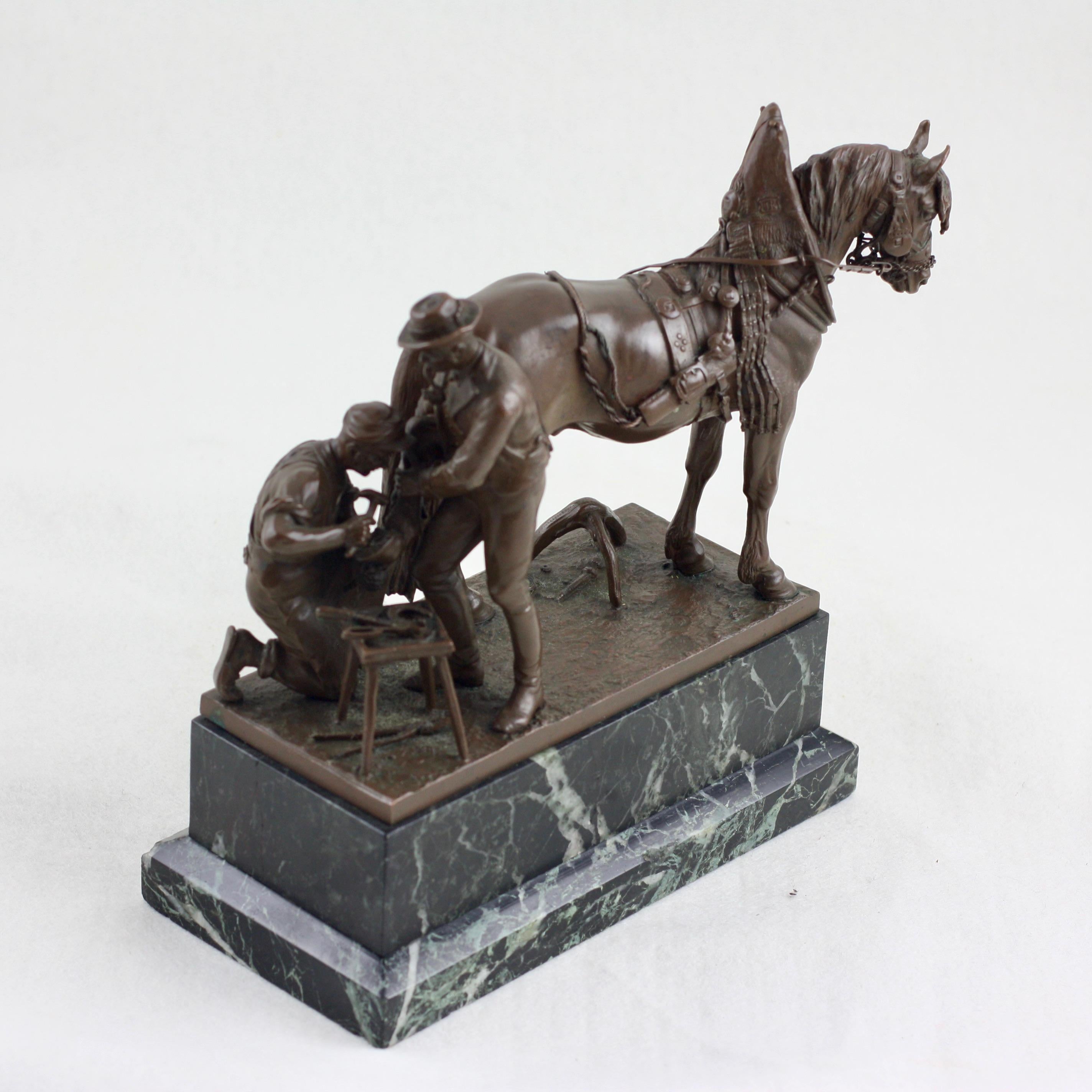 Carl Kauba '1870-1930' Bronze Two Farriers and Horse, circa 1900 In Good Condition In Vienna, AT