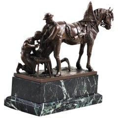 Carl Kauba '1870-1930' Bronze Two Farriers and Horse, circa 1900