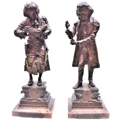 Carl Kauba, Bookworm & Art Connoisseur, a Pair of Bronze Sculptures, circa 1910