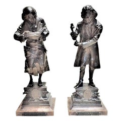 Carl Kauba, Bookworm & Art Connoisseur, a Pair of Bronze Sculptures, circa 1910
