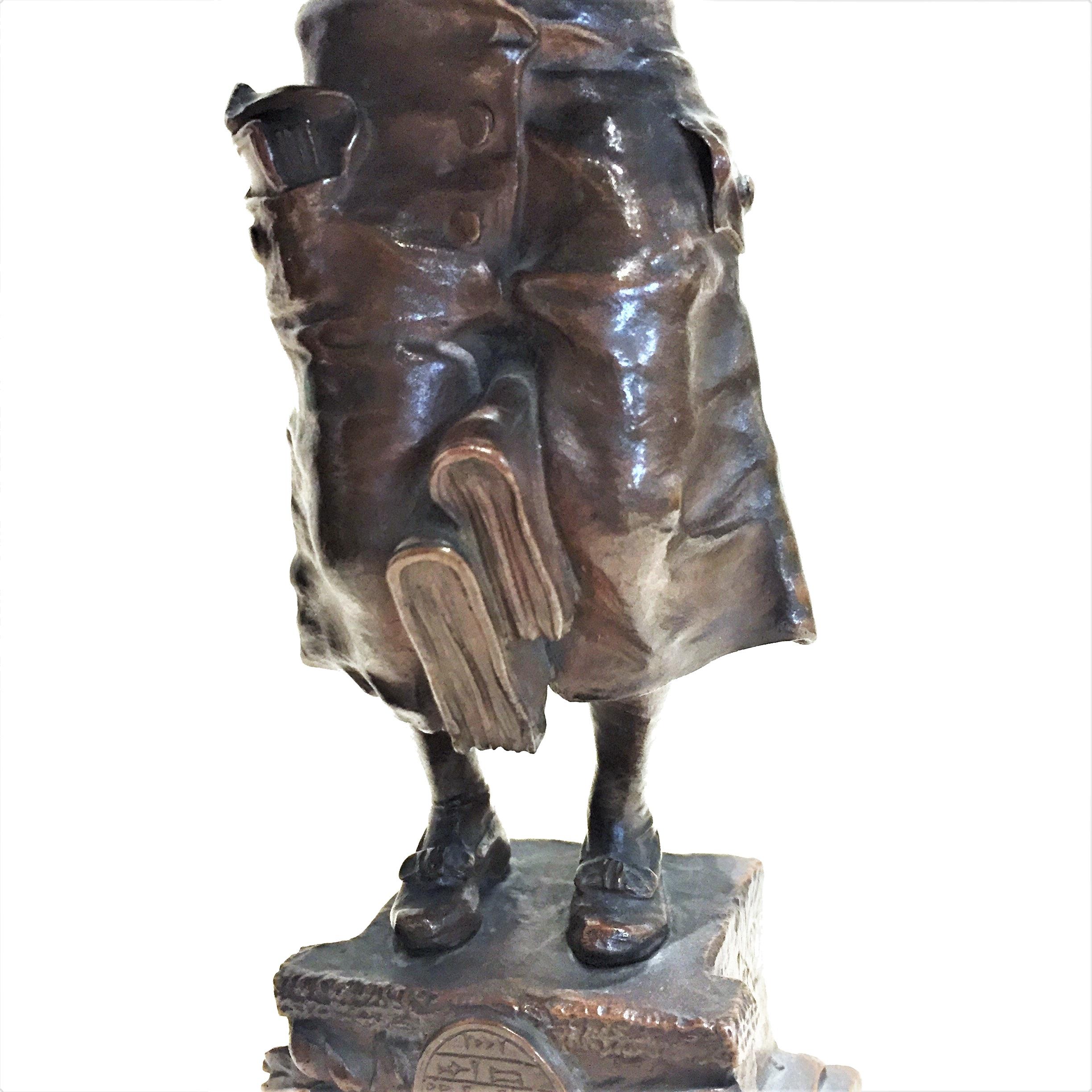 Romantic Carl Kauba, Bookworm & Art Connoisseur, a Pair of Bronze Sculptures, circa 1910 For Sale