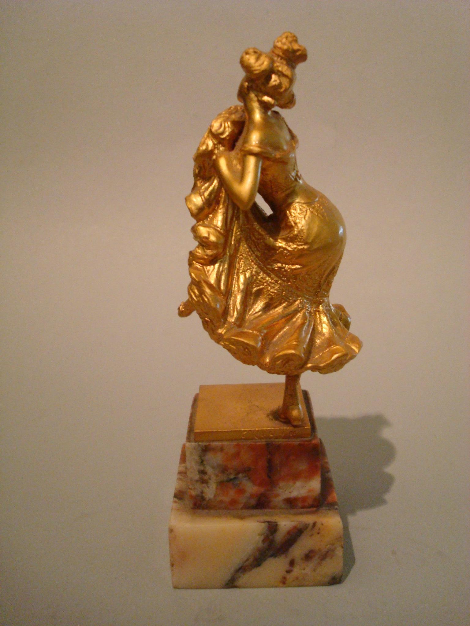 Art Nouveau Carl Kauba Bronze Sculpture / Paperweight of a Cancan Dancing Lady Vienna