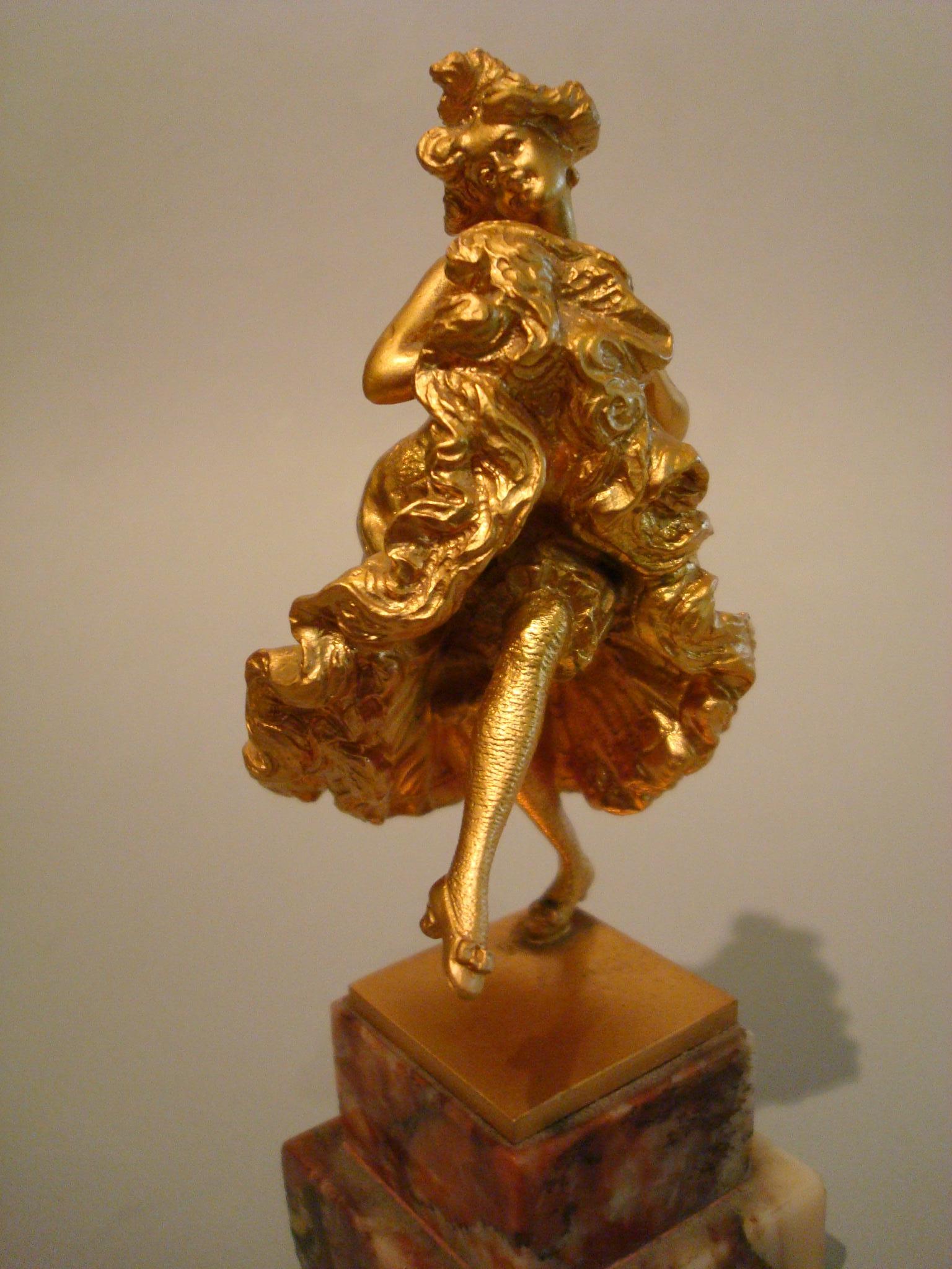 Carl Kauba Bronze Sculpture / Paperweight of a Cancan Dancing Lady Vienna 1