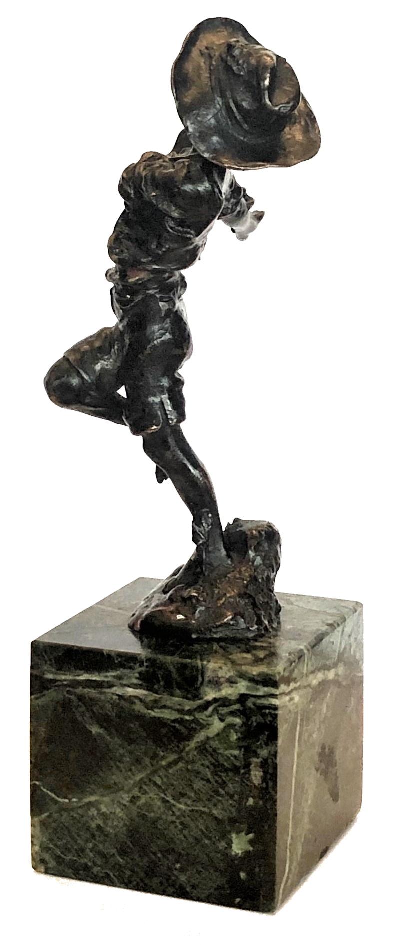 Carl Kauba, Spaventato dalla rana, scultura viennese in bronzo, 1915 circa In condizioni buone in vendita a New York, NY