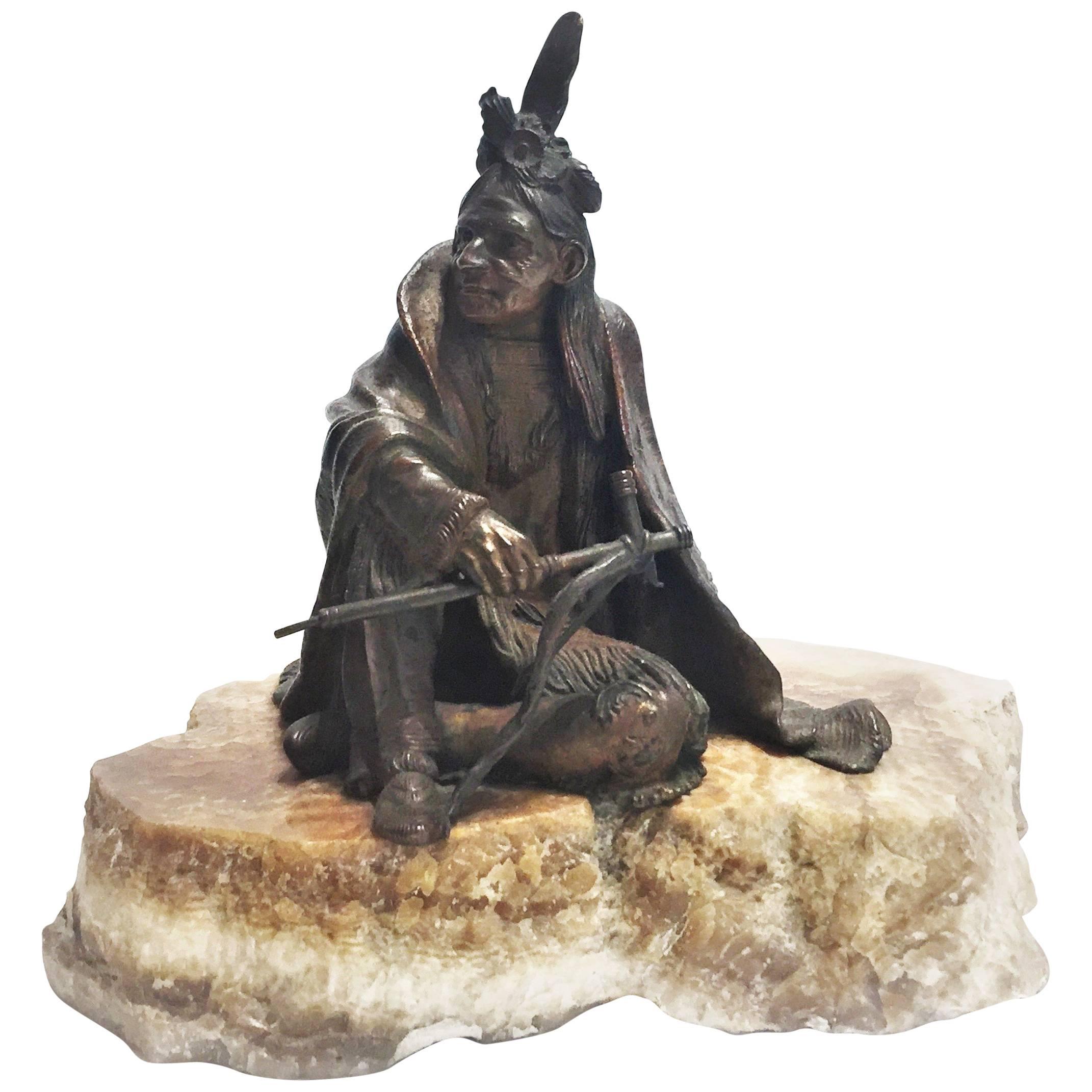 Carl Kauba, Native American with Tomahawk, Vienna Bronze, 19th Century