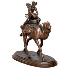 Große antike Wiener Bronze- Orientalische Kamelreiter-Skulptur Carl Kauba