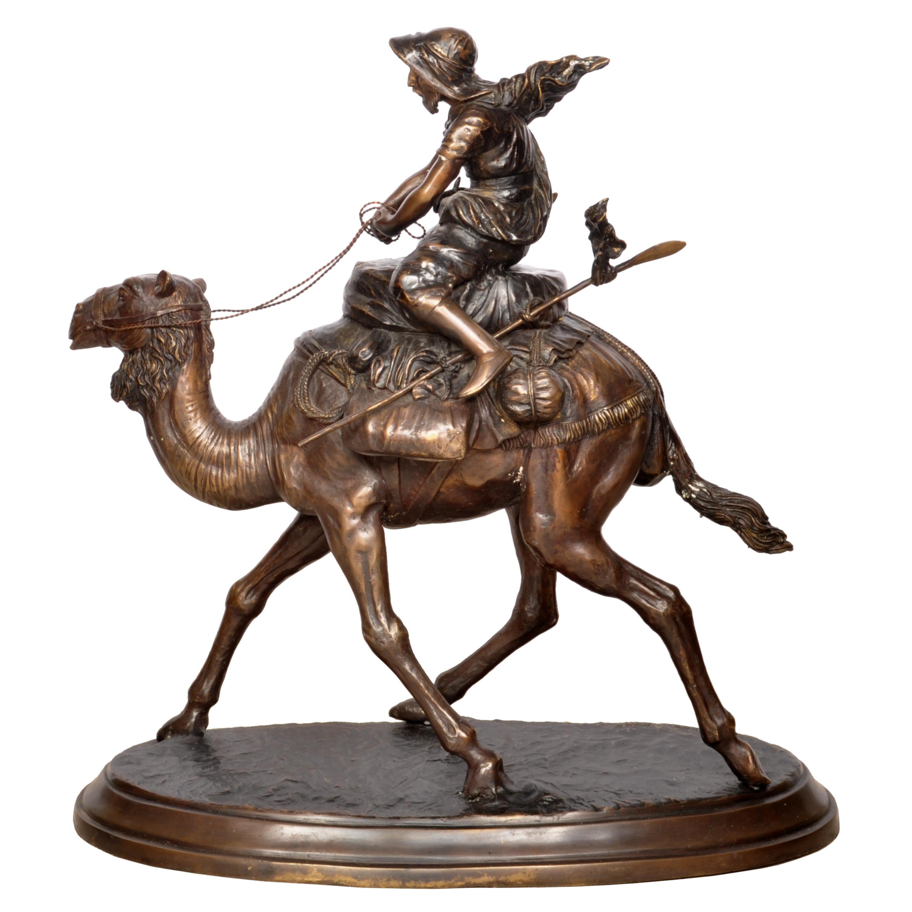 Large Antique Vienna Bronze Orientalist Camel Rider Statue Sculpture Carl Kauba  For Sale 1