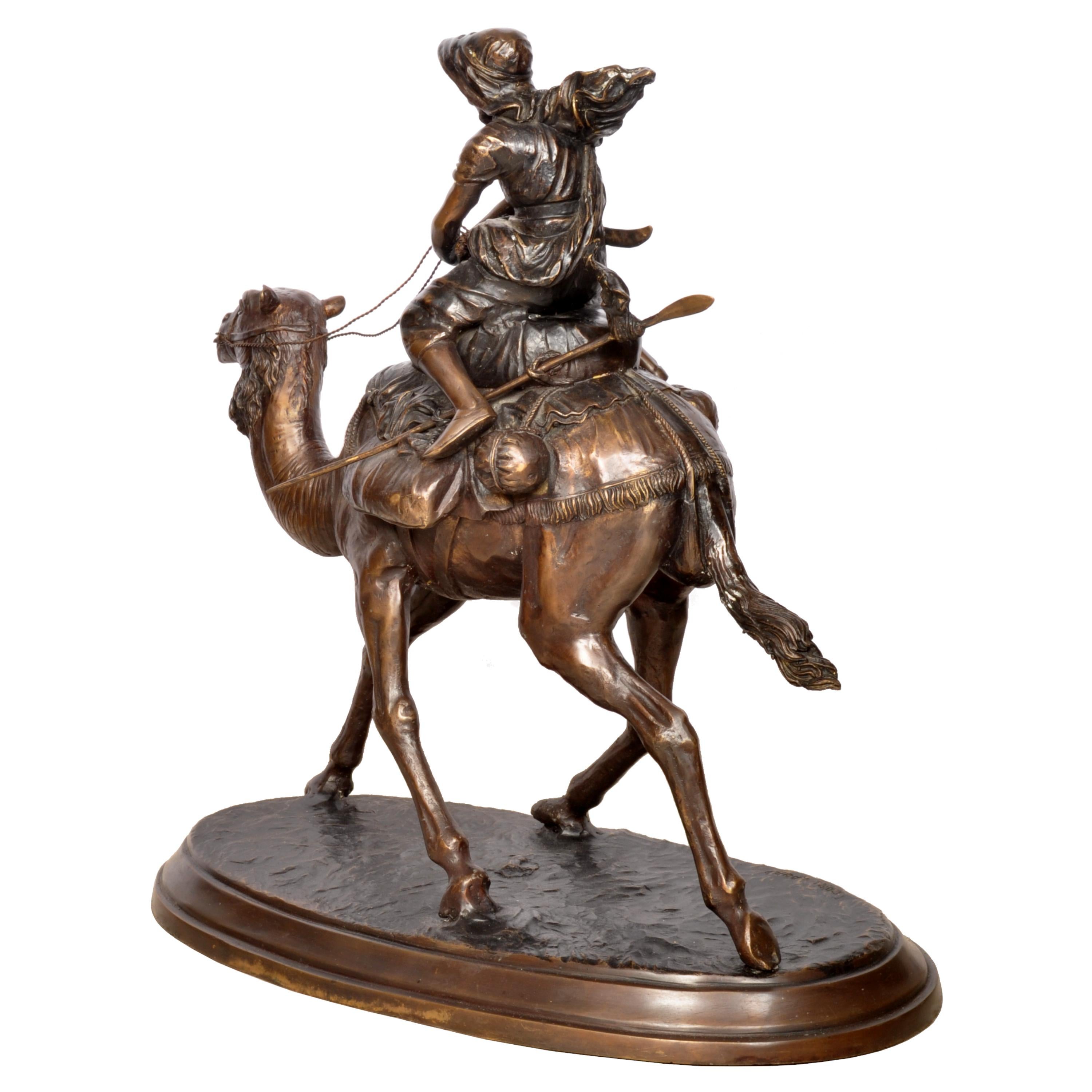 Large Antique Vienna Bronze Orientalist Camel Rider Statue Sculpture Carl Kauba  For Sale 2
