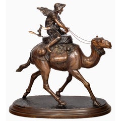 Large Vintage Vienna Bronze Orientalist Camel Rider Statue Sculpture Carl Kauba 