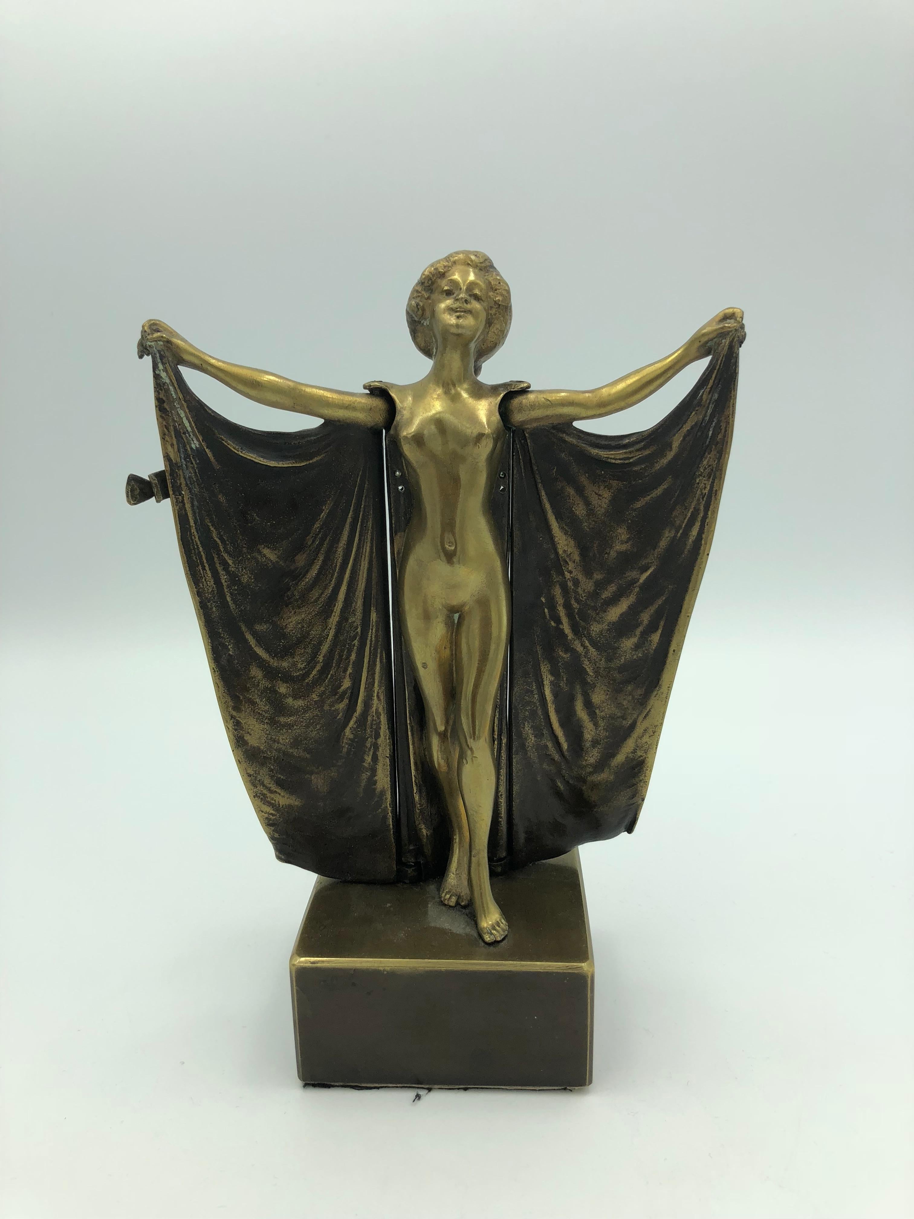 Carl Kauba Figurative Sculpture - Open Sesame (Mechanical Bronze)