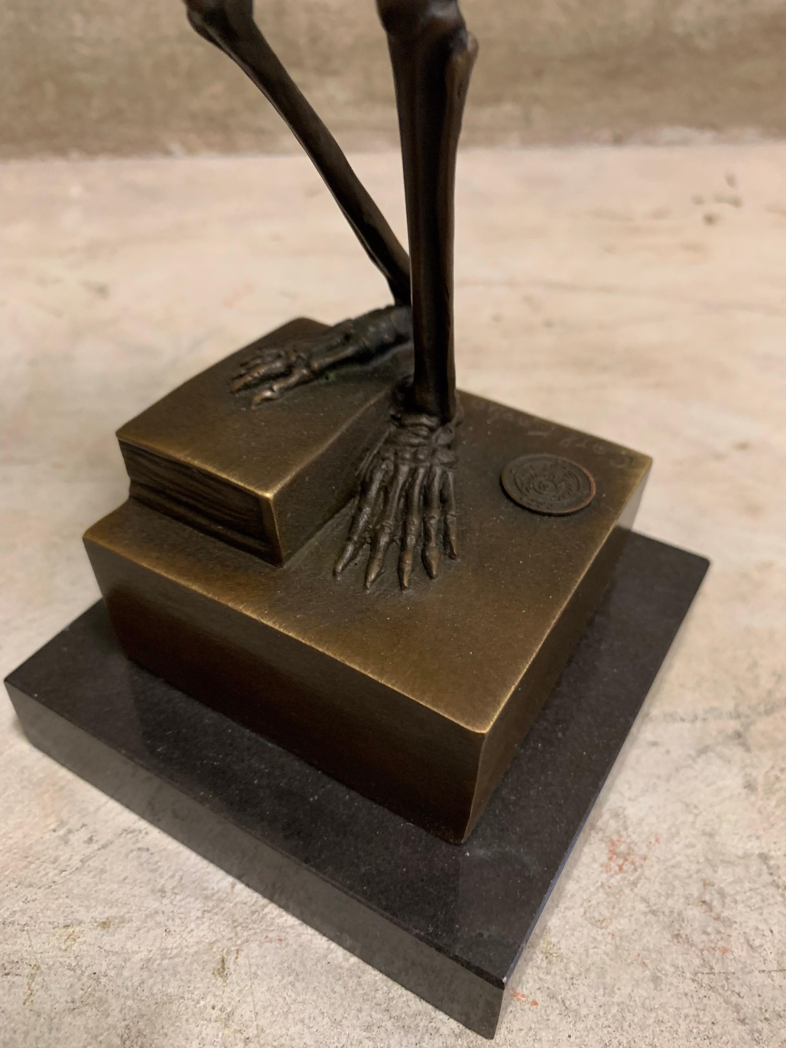 Other Carl Kauba Skeleton Solid Bronze Statue on Marble Pedestal