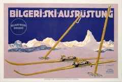 Original Antique Skiing Poster Bilgeri Werk Bregenz Austria - Matterhorn Zermatt