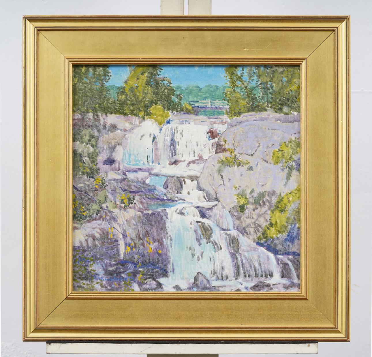 EXPUESTO Pintura al óleo impresionista americana OLD LYME Connecticut Triple Falls en venta 2