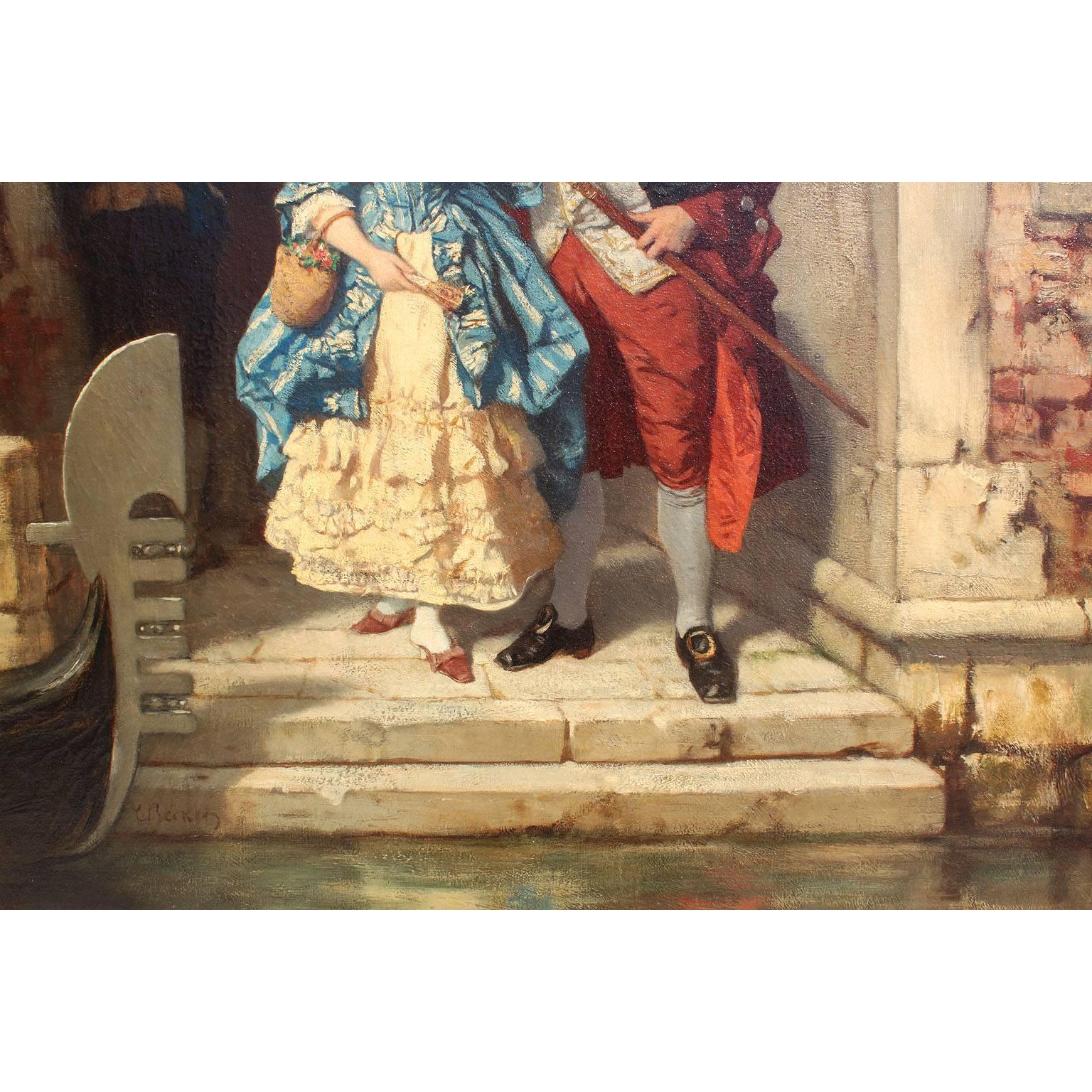 Sculpté Huile sur toile, carnaval vénitien de Carl Ludwig Friedrich Becker (Allemand, 1820 à 1900) en vente