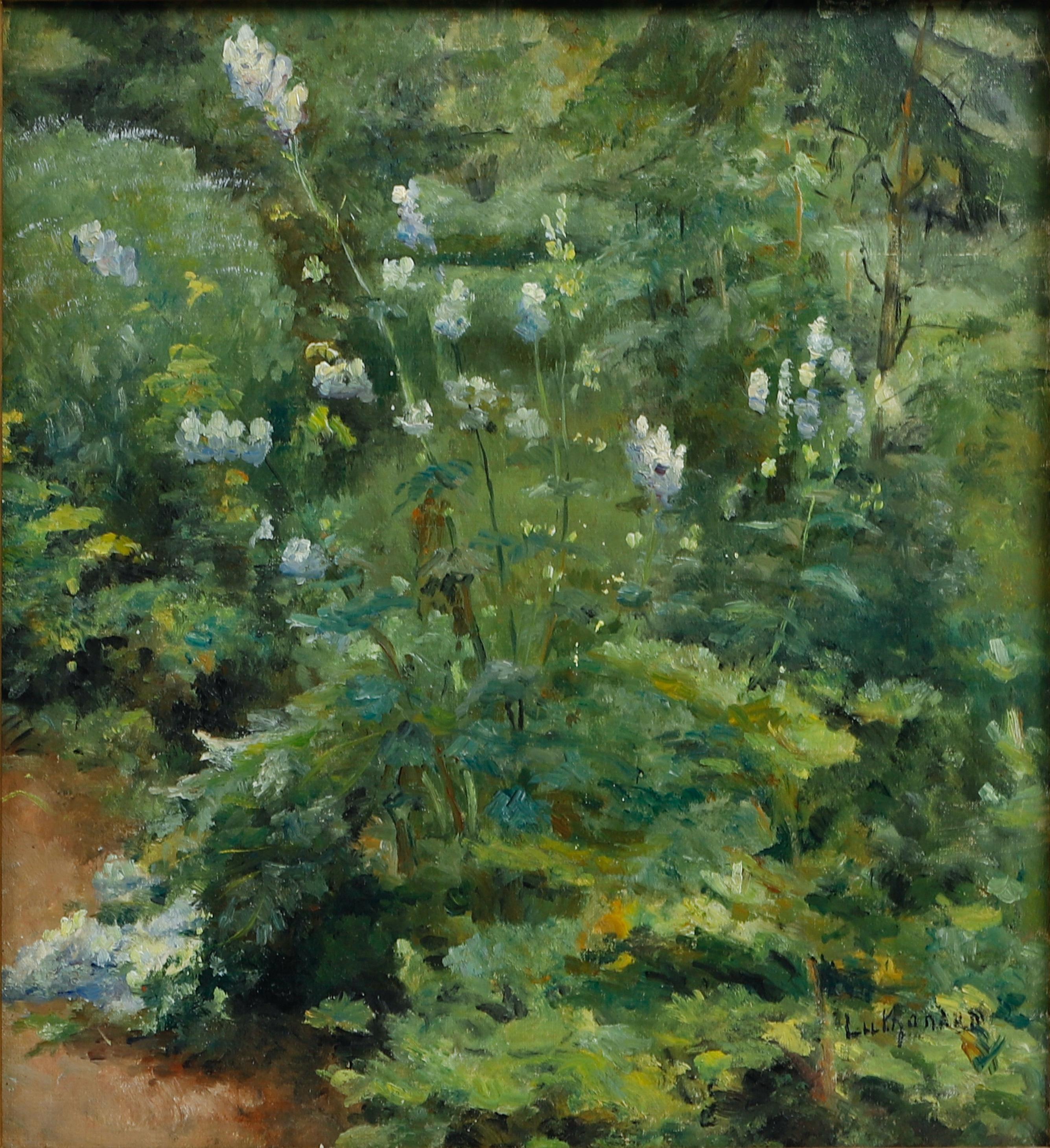 Studie von Blumen im Grünen - Anfang 20. Jahrhundert Öl auf Leinwand – Painting von Carl Luthander