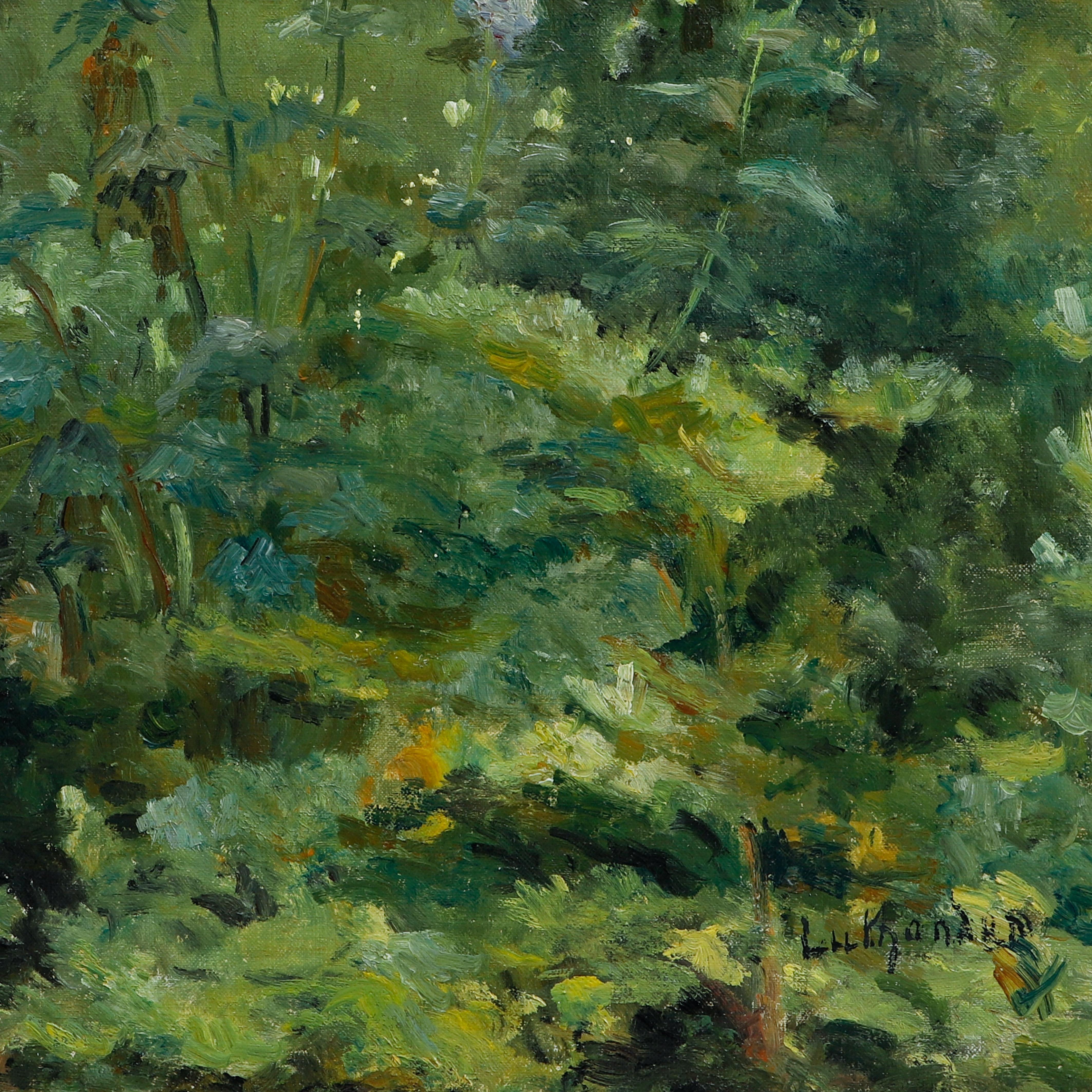 Studie von Blumen im Grünen - Anfang 20. Jahrhundert Öl auf Leinwand im Angebot 1