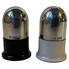 Carl M. Cohr 1930s Salt & Pepper Robots in Silver & Bakelite