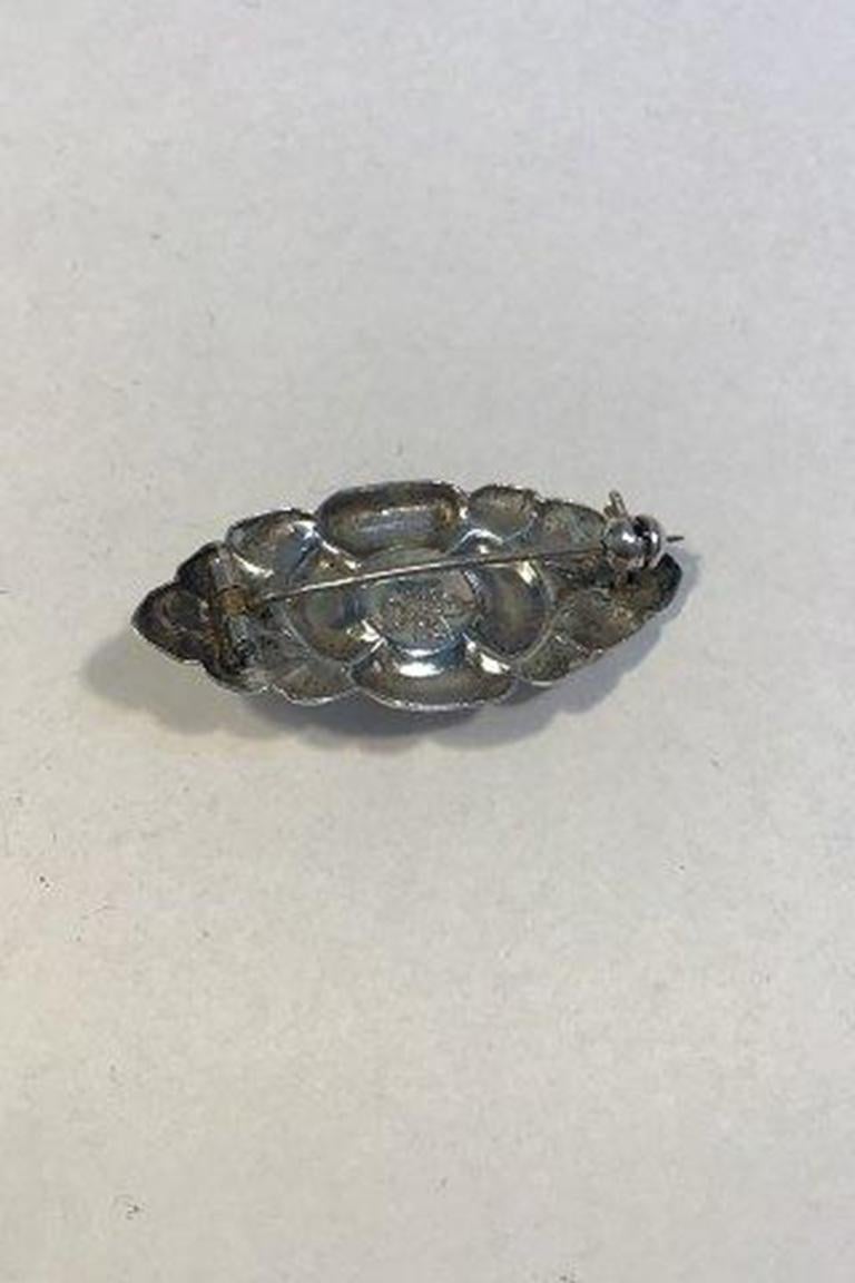 Carl M Cohr Broche Art Nouveau en argent avec ambre Bon état - En vente à Copenhagen, DK