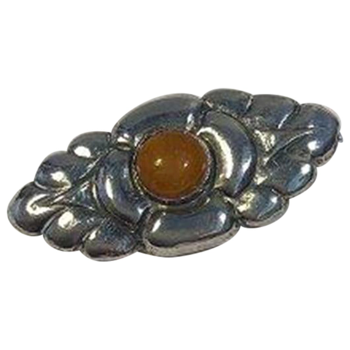 Carl M Cohr Broche Art Nouveau en argent avec ambre
