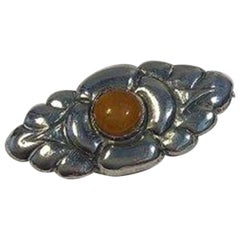 Carl M Cohr Broche Art Nouveau en argent avec ambre