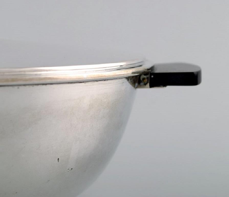 Mid-20th Century Carl M. Cohr, Denmark, Lidded Art Deco Bowl in Silver with Handle of Bakelite