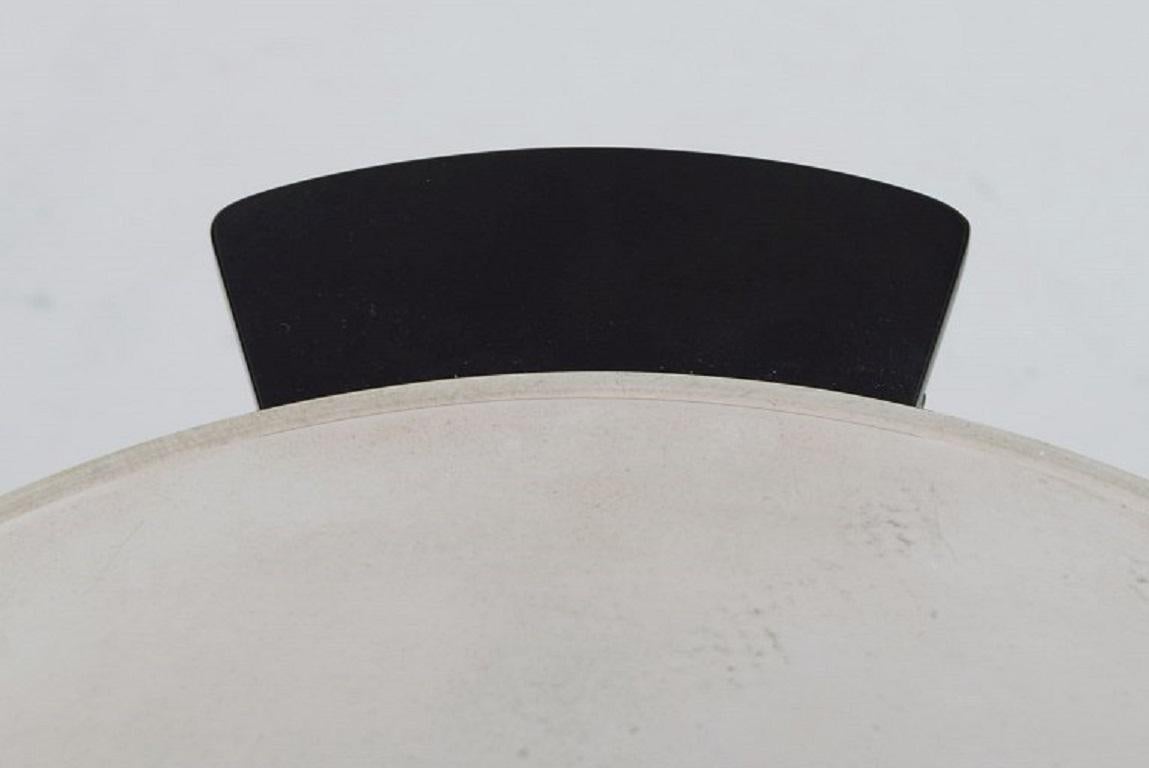 Sterling Silver Carl M. Cohr, Denmark, Lidded Art Deco Bowl in Silver with Handle of Bakelite