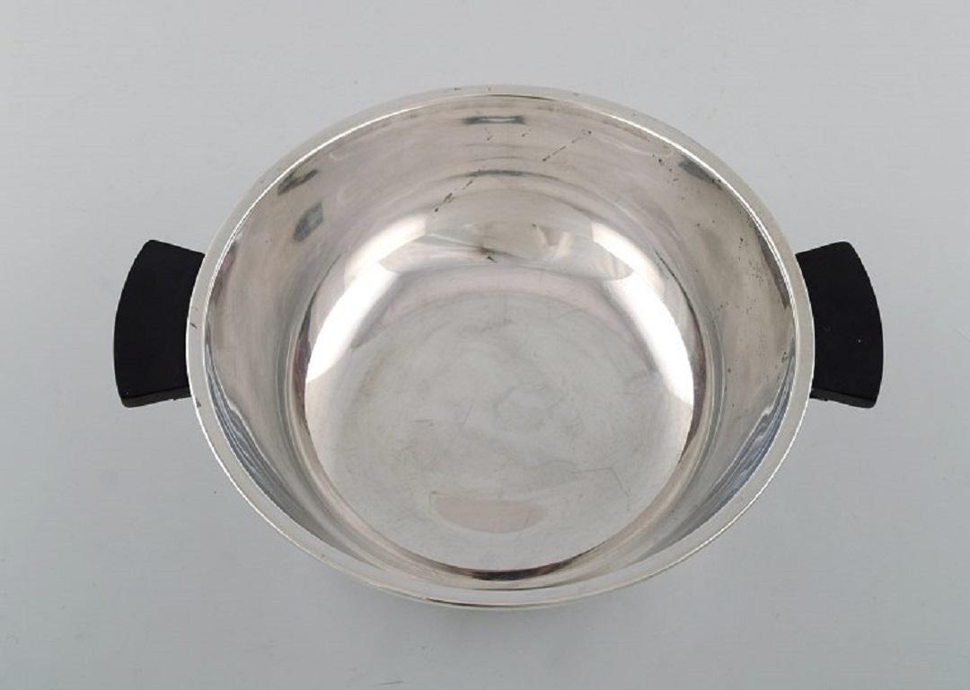 Carl M. Cohr, Denmark, Lidded Art Deco Bowl in Silver with Handle of Bakelite 1