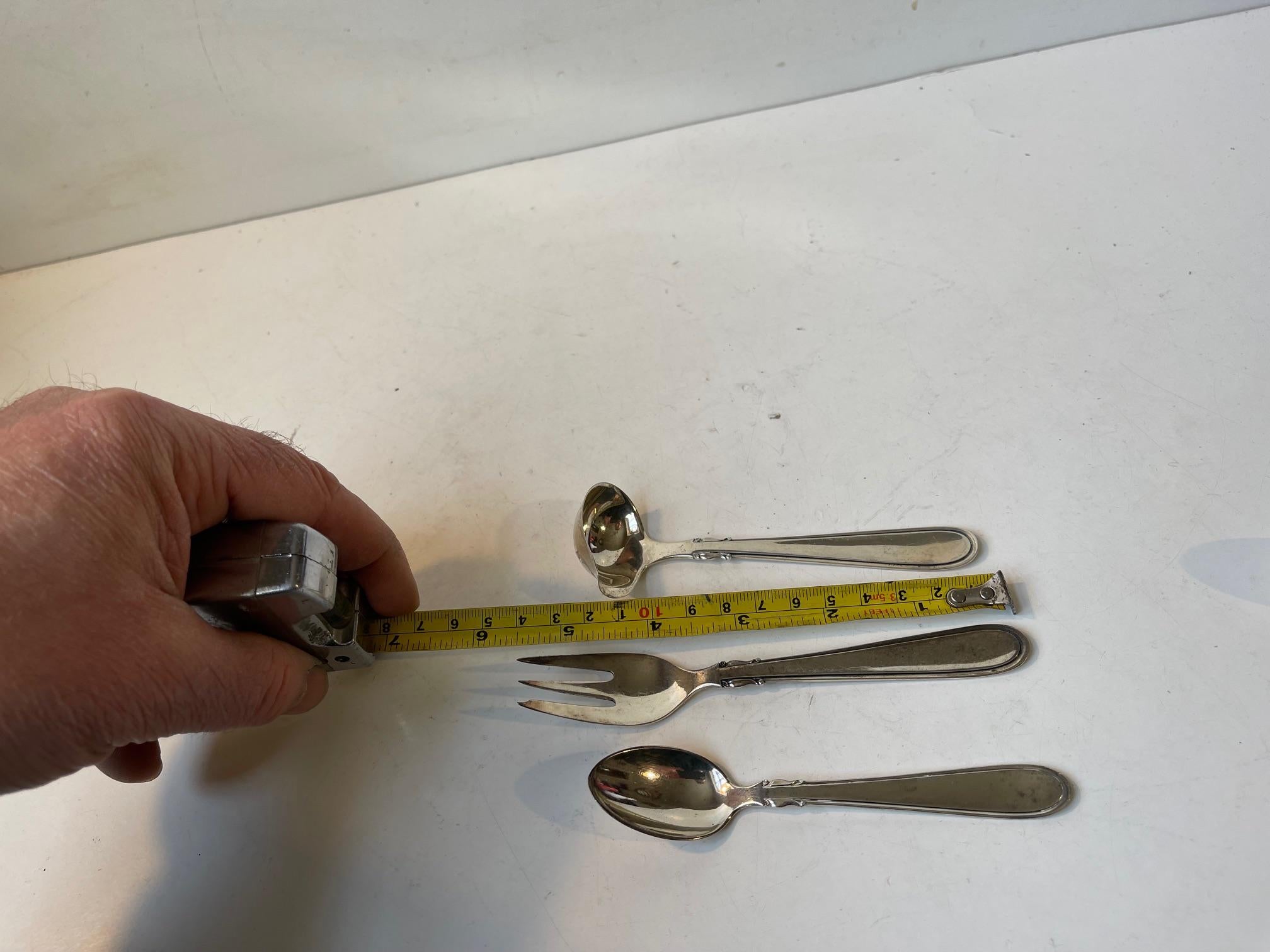 Carl M. Cohr Elite Forchette e Cucchiai da Torta e Caffè in Argento, Set di 25 pezzi in vendita 5