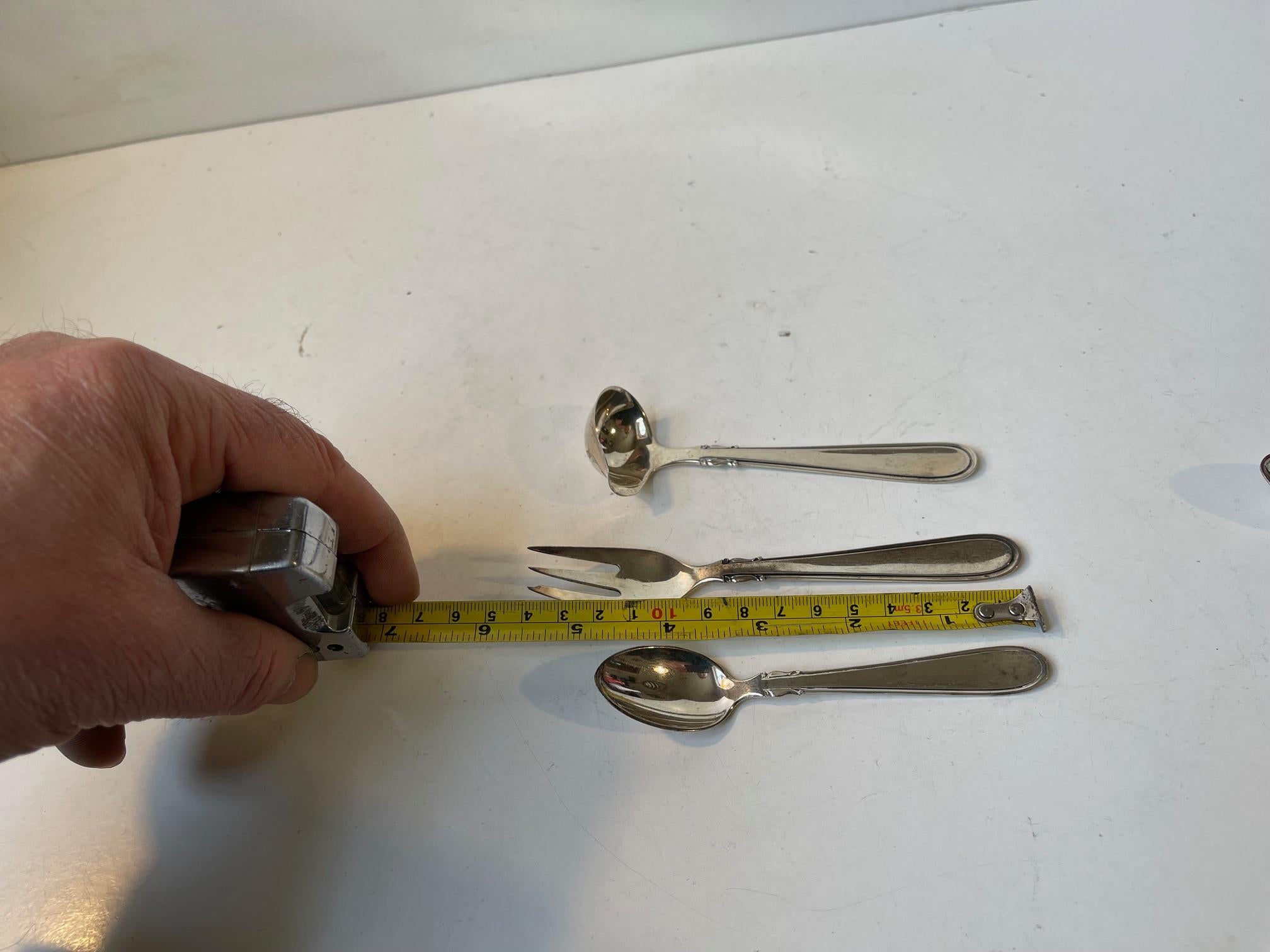 Carl M. Cohr Elite Forchette e Cucchiai da Torta e Caffè in Argento, Set di 25 pezzi in vendita 6