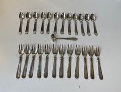 Carl M. Cohr Elite Forchette e Cucchiai da Torta e Caffè in Argento, Set di 25 pezzi