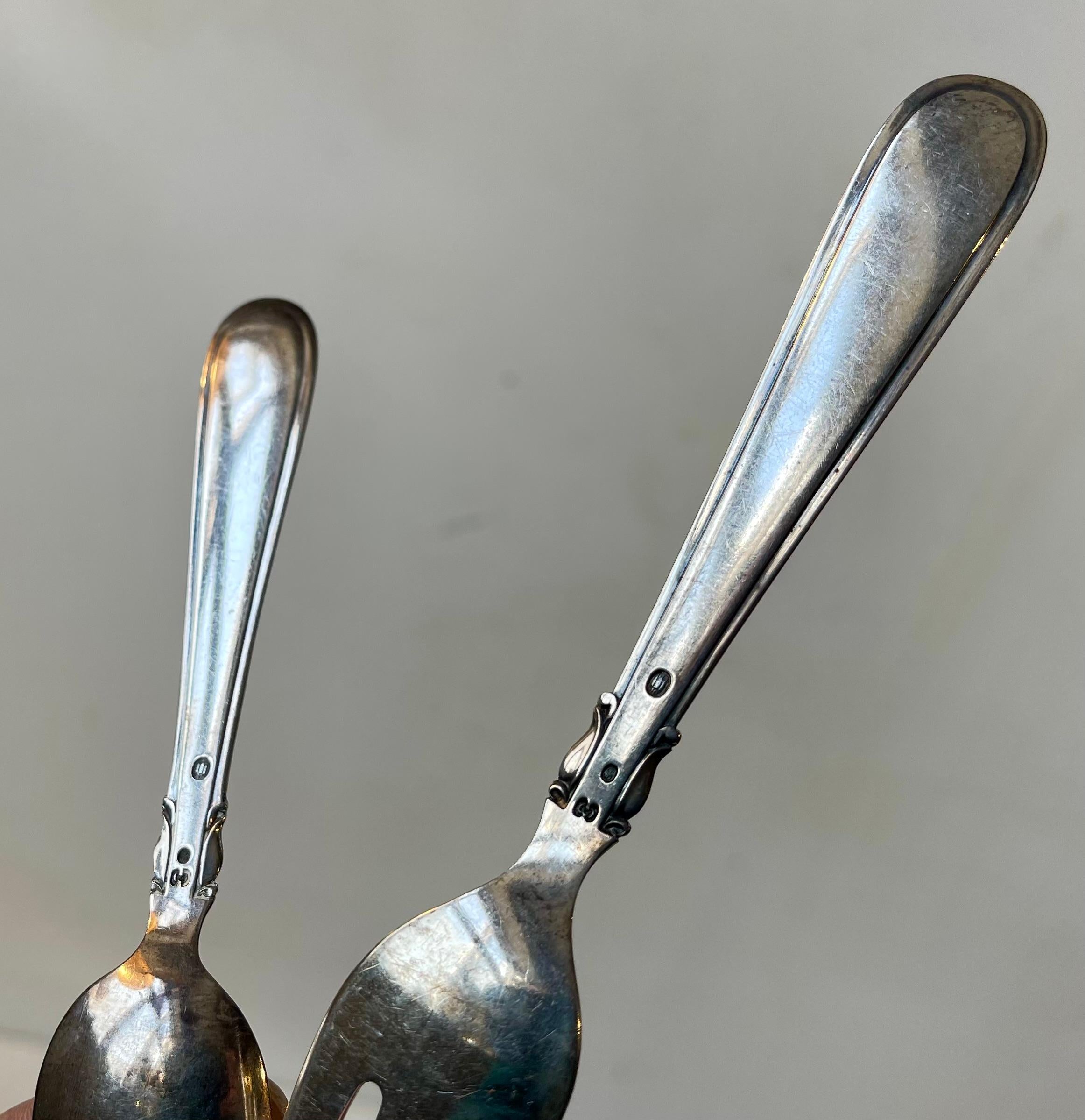 Carl M. Cohr Elite Forchette e Cucchiai da Torta e Caffè in Argento, Set di 25 pezzi in vendita 1