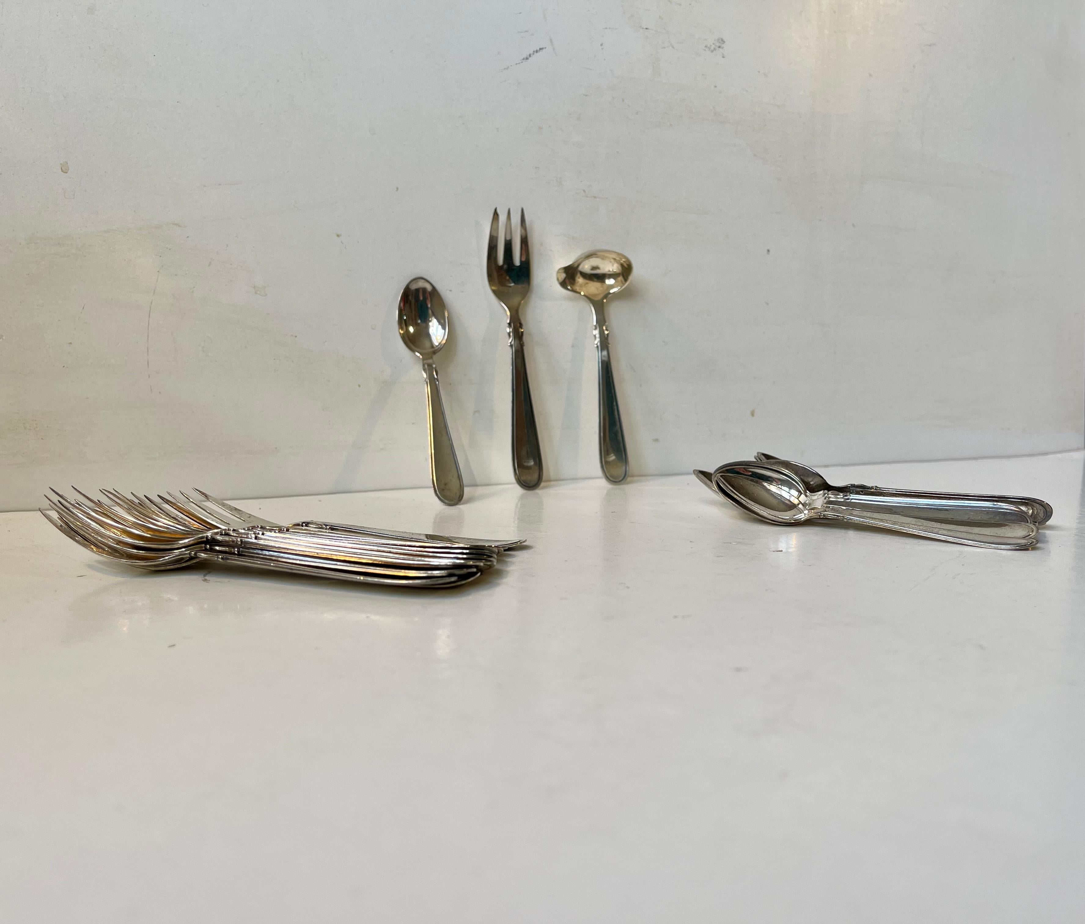 Carl M. Cohr Elite Forchette e Cucchiai da Torta e Caffè in Argento, Set di 25 pezzi in vendita 3
