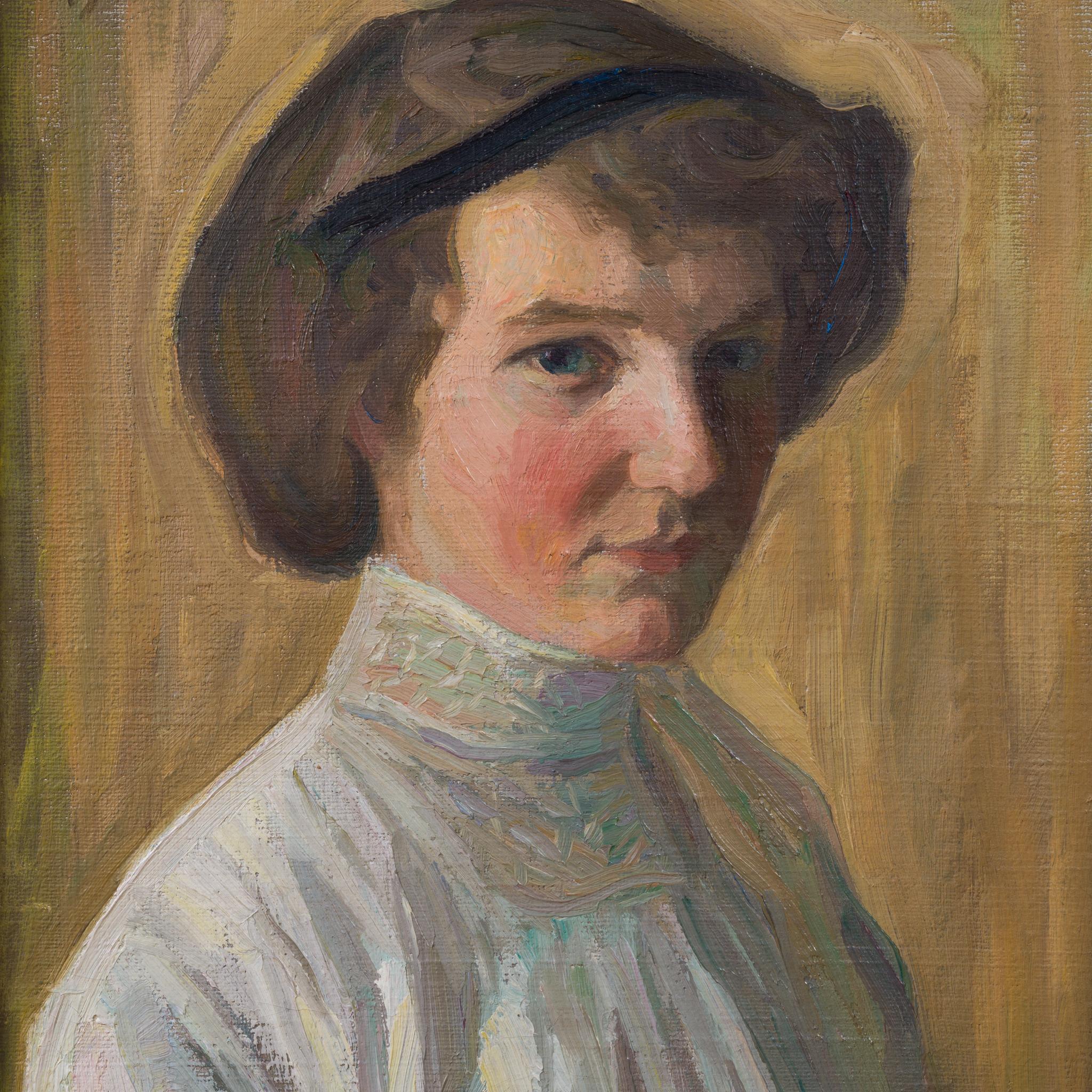 Porträt einer jungen Frau (1911) (Romantik), Painting, von Carl Magnus Lindqvist