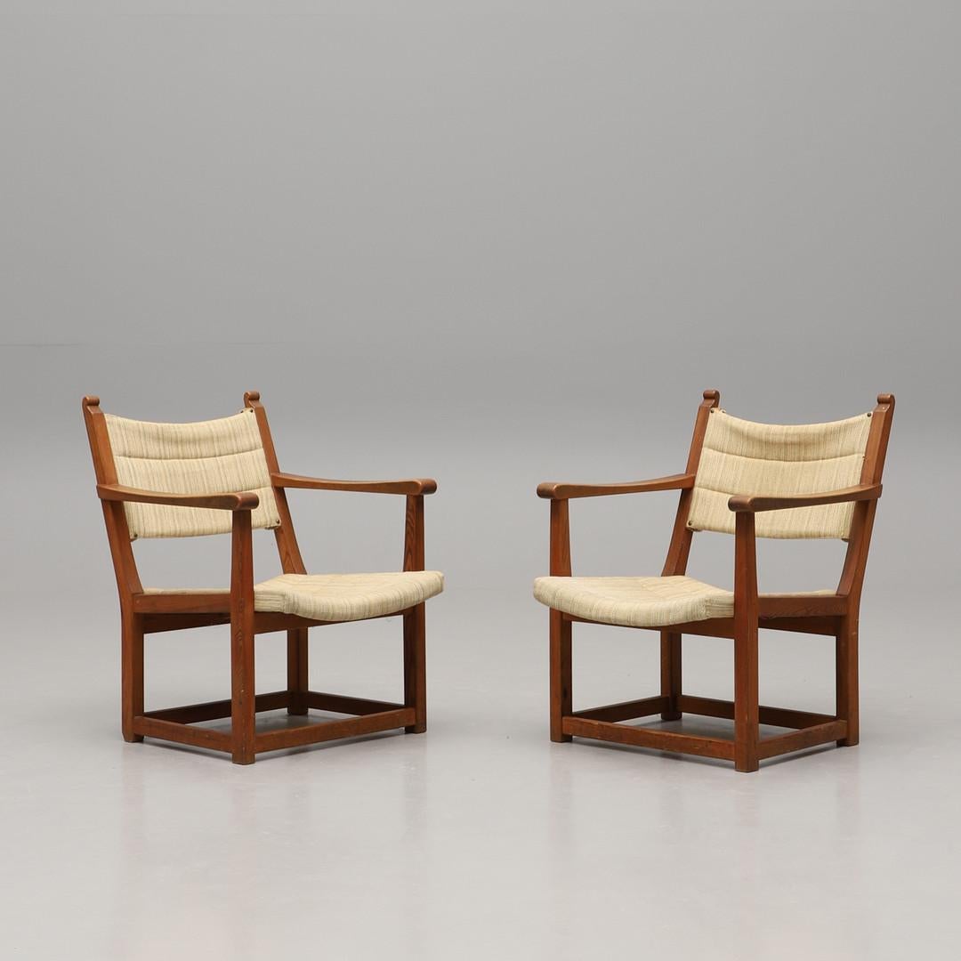 Hand-Crafted Carl Malmsten 1932 Modernist pair of pine armchairs