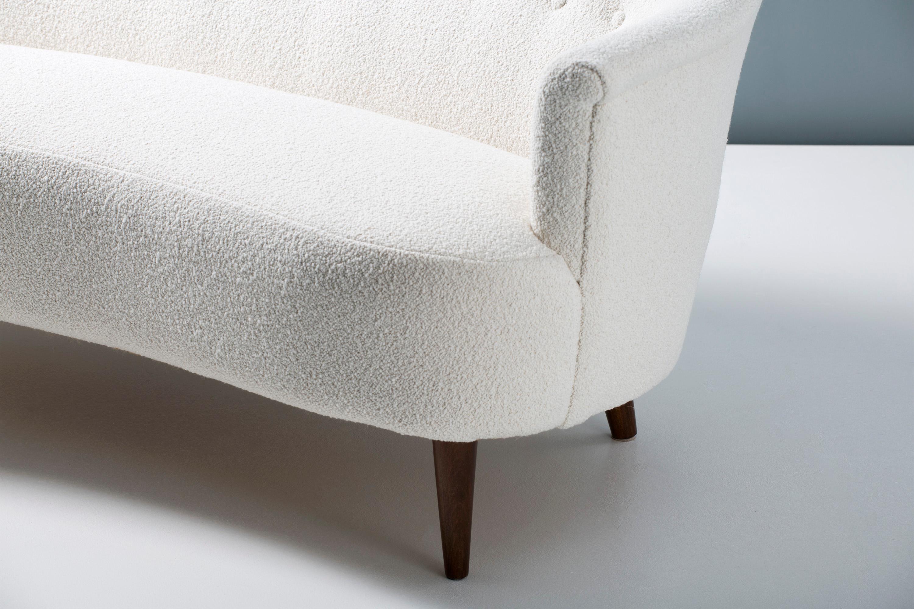 Carl Malmsten 1940s Vintage Boucle Sofa In Excellent Condition In London, England