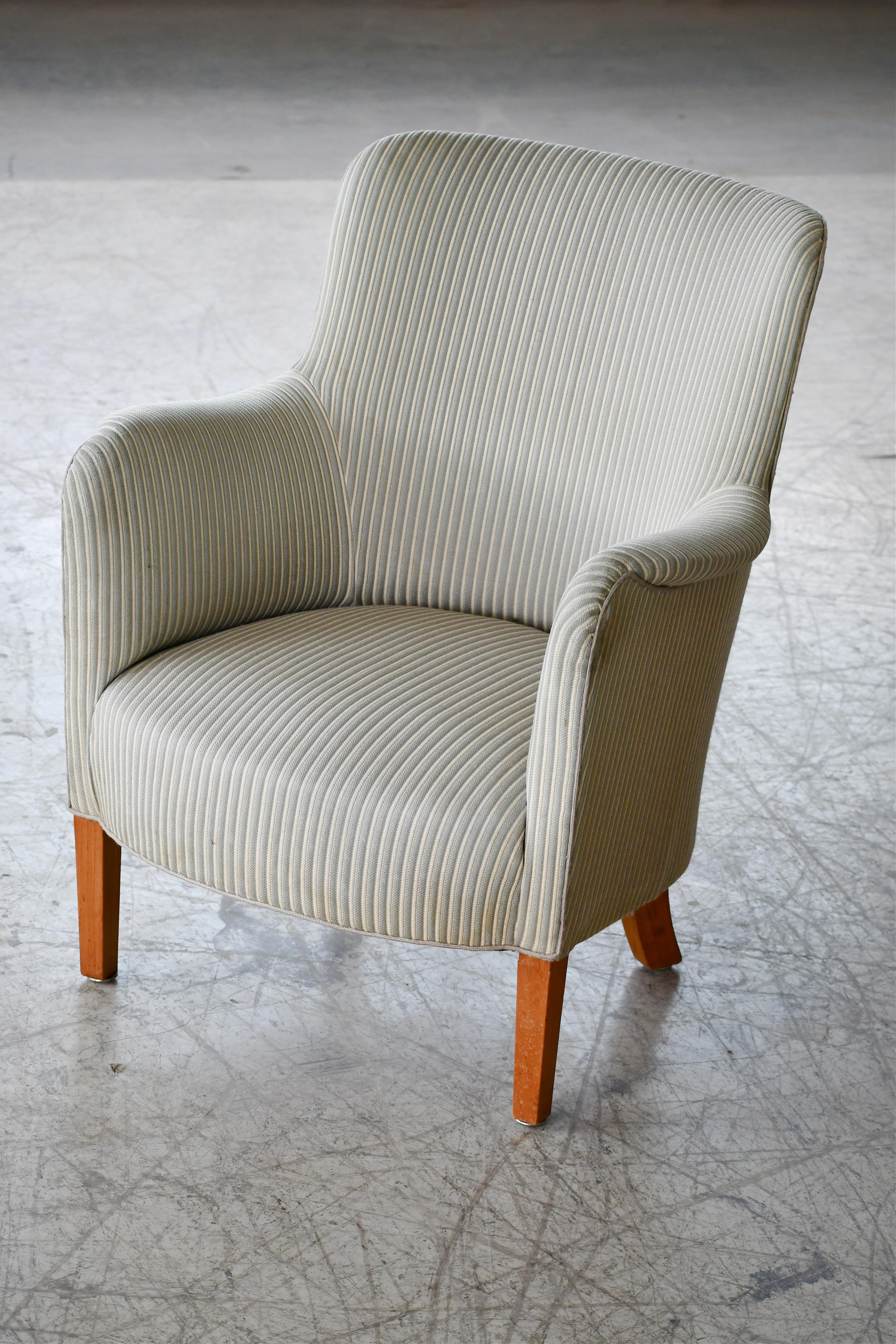 Mid-20th Century Carl Malmsten 1950s Lounge Chair Model Samsas for O.H. Sjögren For Sale