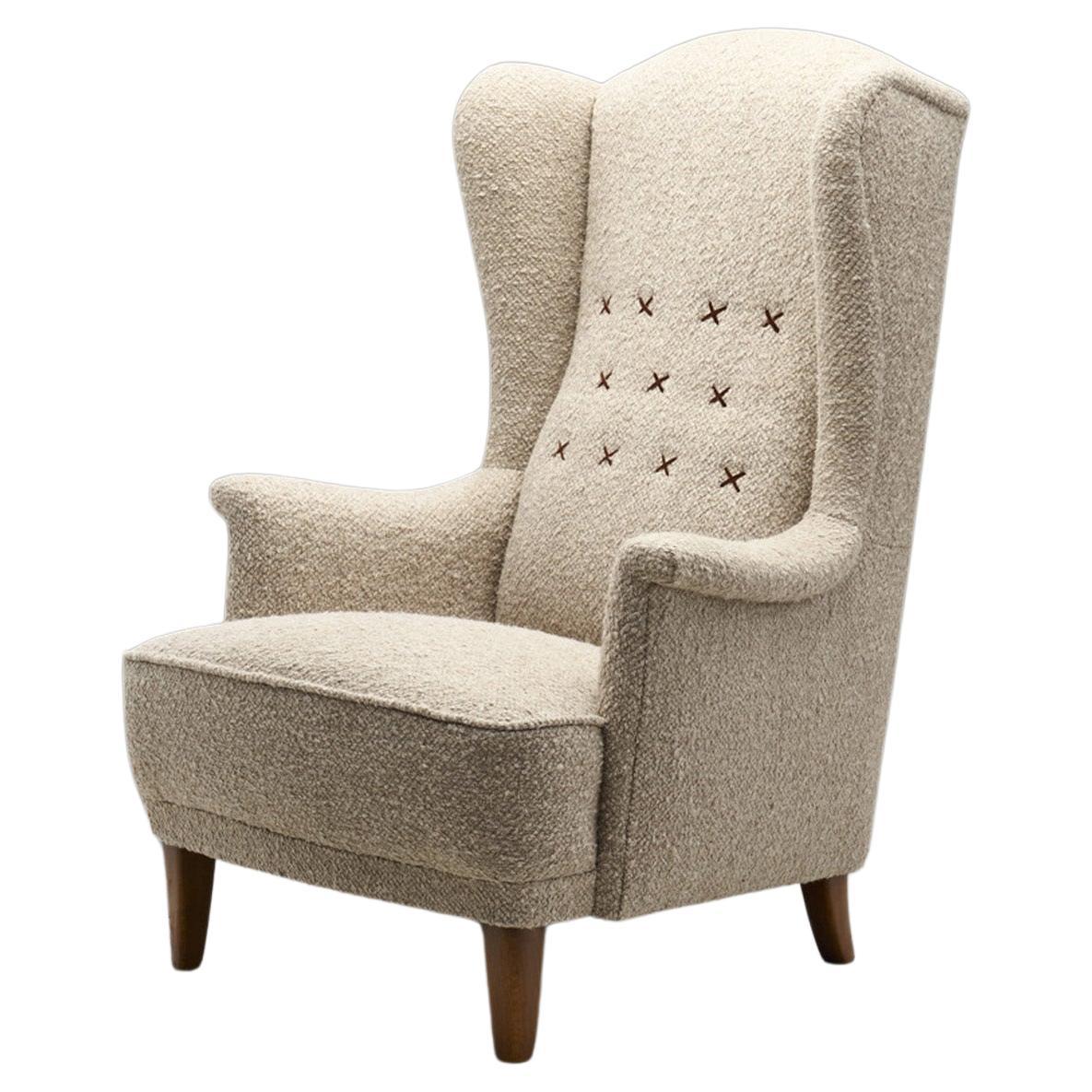 Carl Malmsten "Åldermannen" Winged Armchair for O.H. Sjögren, Sweden 1950s